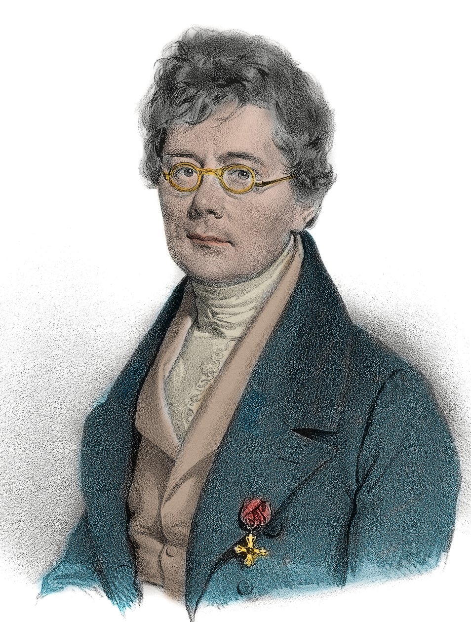 西蒙-塞克特（1788 - 1867）的肖像，作曲家、理论家、音乐教师和指挥家 - 西蒙-塞克特音乐理论家、教师、管风琴家、指挥家和奥地利作曲家的肖像。19世纪的雕版画 作者 未知艺术家