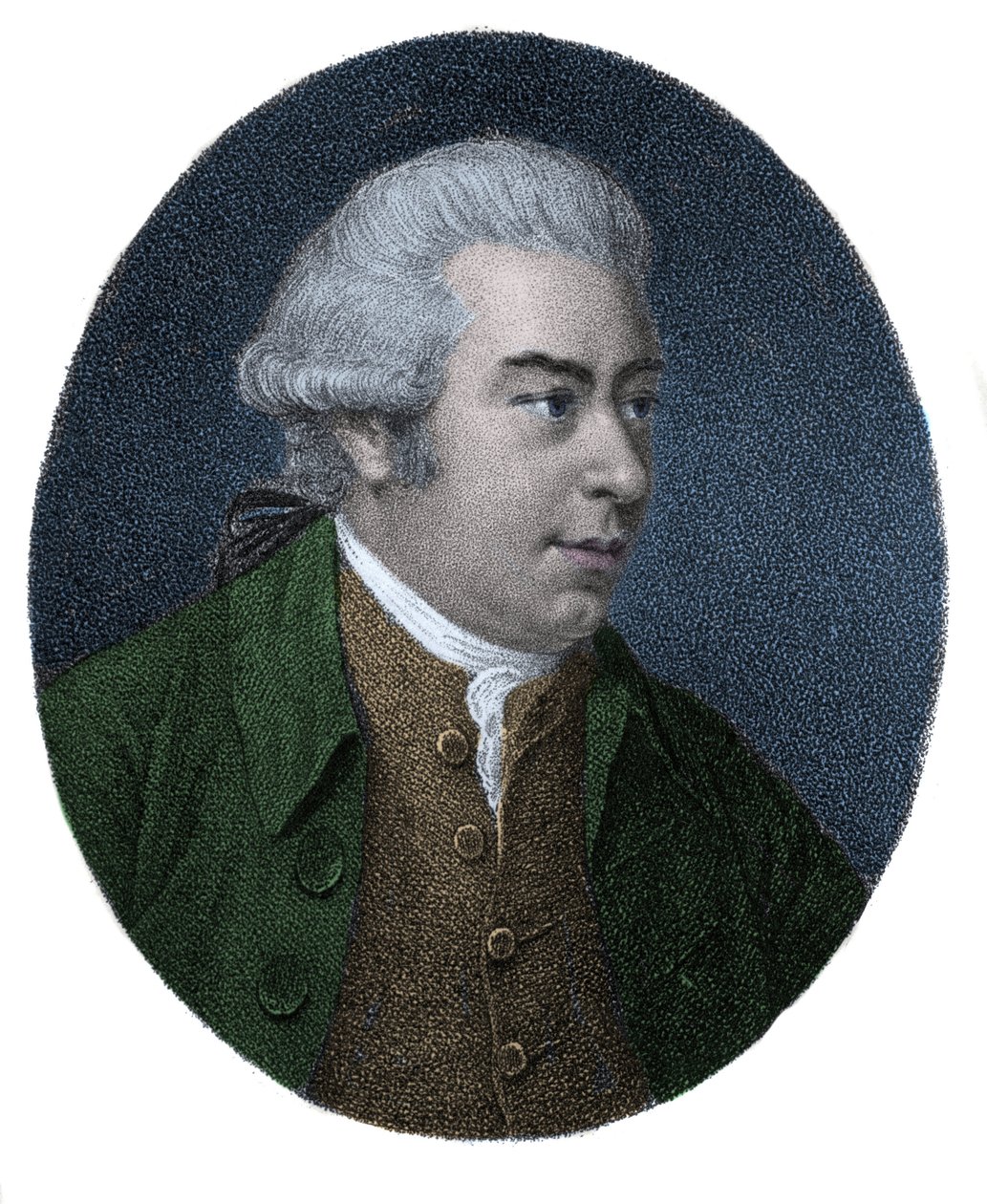 约瑟夫·班克斯爵士 (1743-1820) 的肖像，英国探险家和博物学家。 19 世纪的彩色雕刻。 作者 未知艺术家