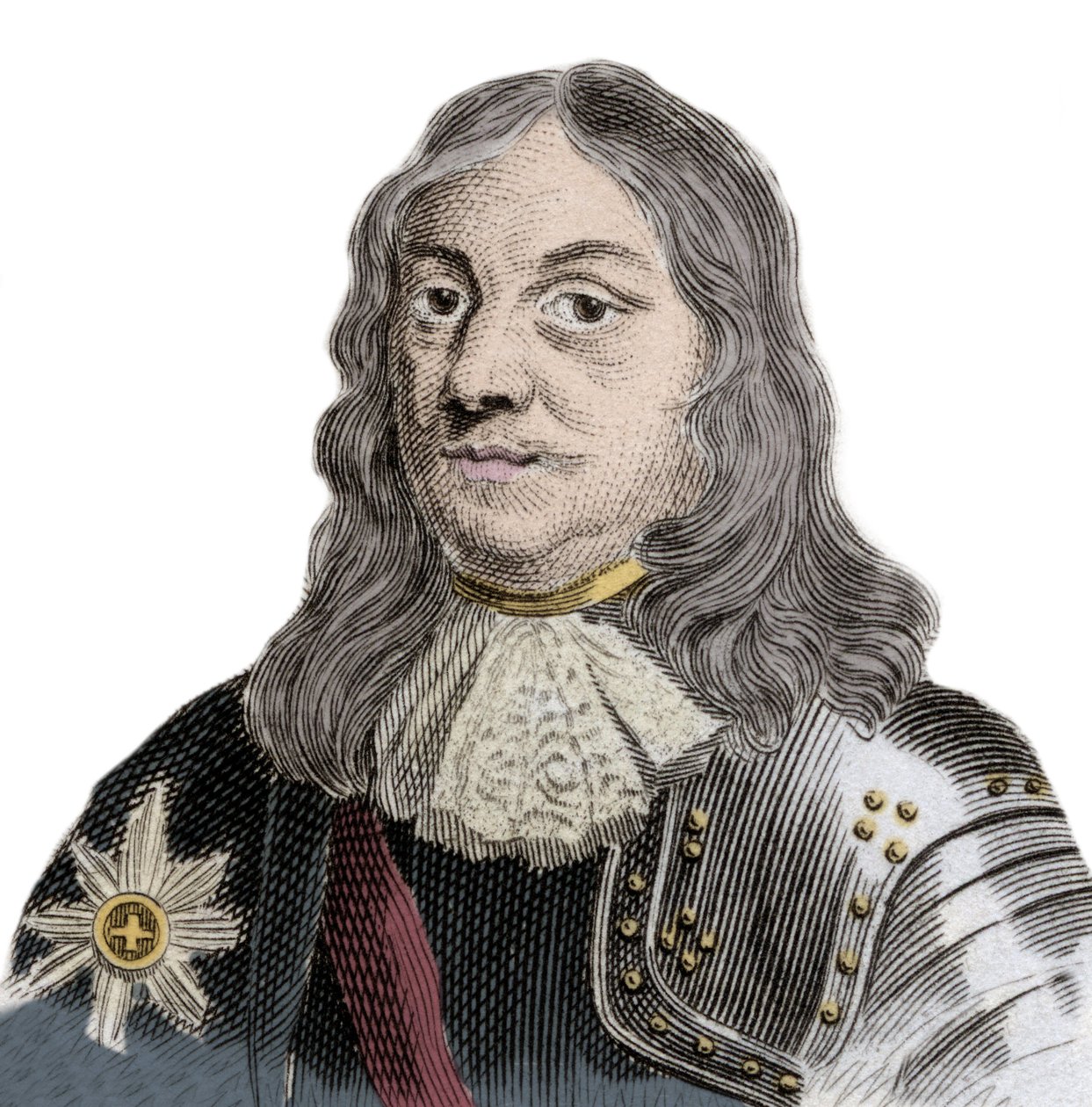 马蒂纳斯-科内利斯-范特伦普爵士（1629-1691）的肖像，荷兰海军军官和荷兰皇家和丹麦舰队的总司令。19世纪的雕版画。 作者 未知艺术家