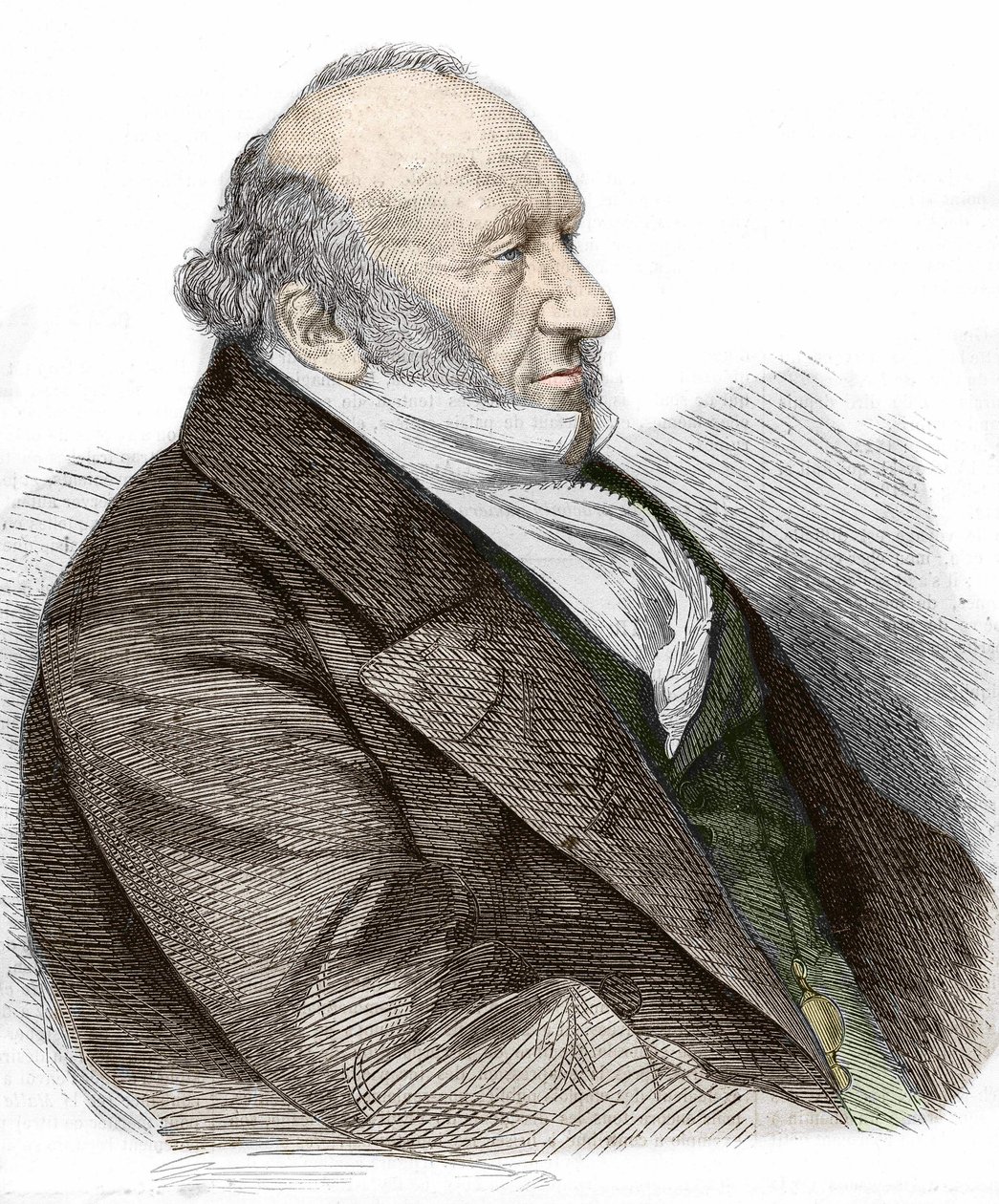 摩西-蒙特菲奥雷爵士（1784-1885）的肖像，英国银行家和慈善家，意大利血统。1867年的雕刻。 作者 未知艺术家
