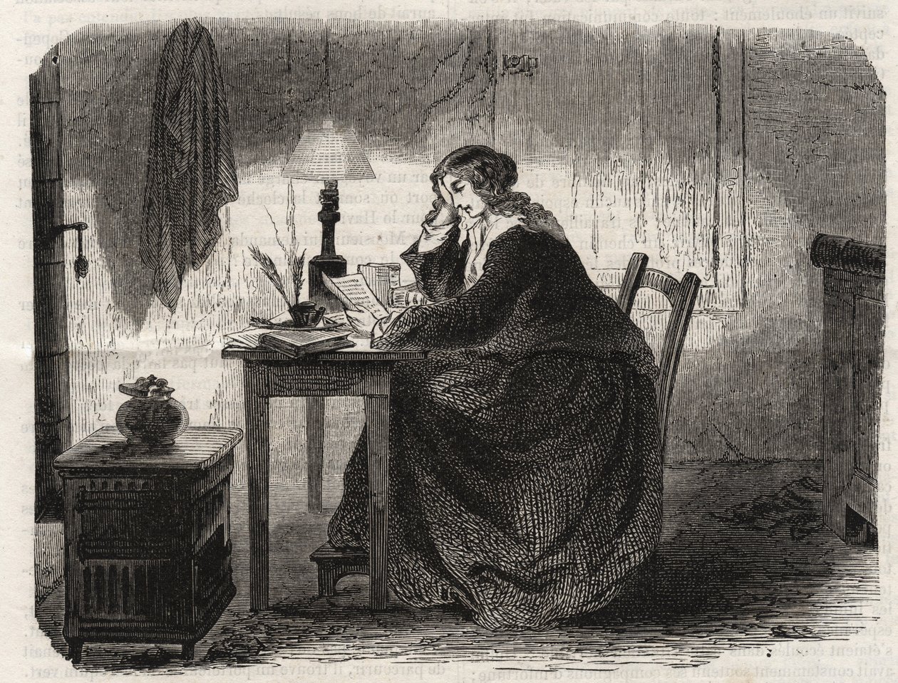 苏菲-热尔曼(1776-1831)法国数学家的肖像(Portrait of Marie-Sophie Germain French mathematician, physicist, and philosopher) - 雕刻 1860 - 作者 未知艺术家