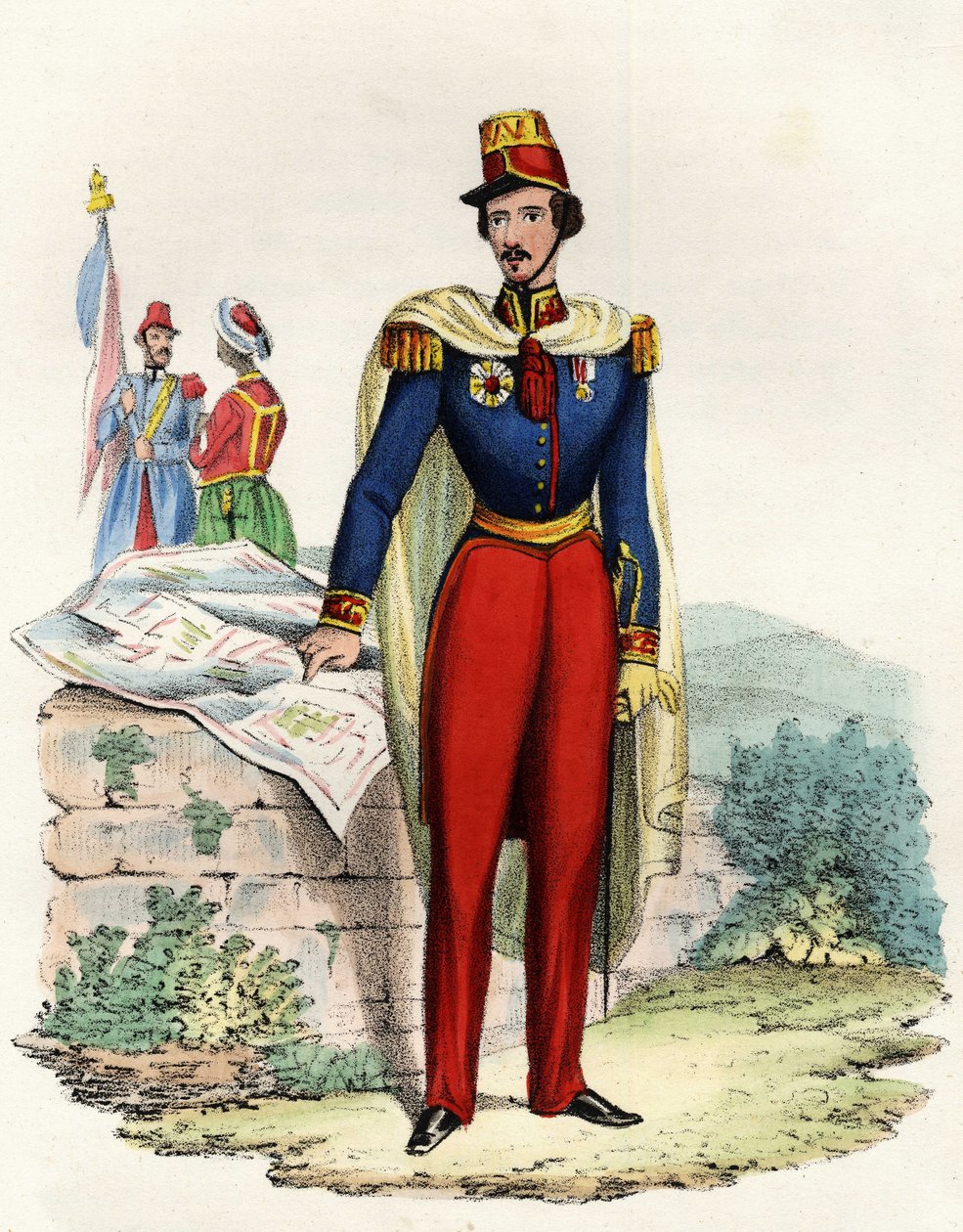 Thomas Robert Bugeaud（1784-1849）的画像，Isly公爵，法国元帅。载于《阿尔盖里的故事》，莱昂-加里贝尔，第二卷。 作者 未知艺术家