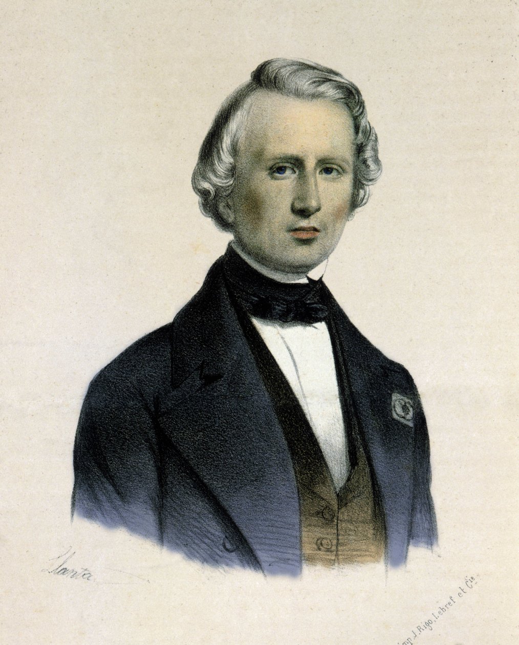 Urbain Jean Joseph Le Verrier 或 (Leverrier) 的肖像，法国数学家和天文学家（1811-1877）。 他是海王星的第一位观察者。 作者 未知艺术家
