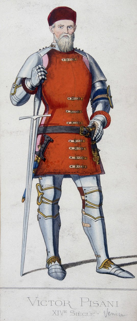 维托雷·皮萨尼的肖像。 威尼斯海军上将 (1324 - 1380)。 作者 未知艺术家