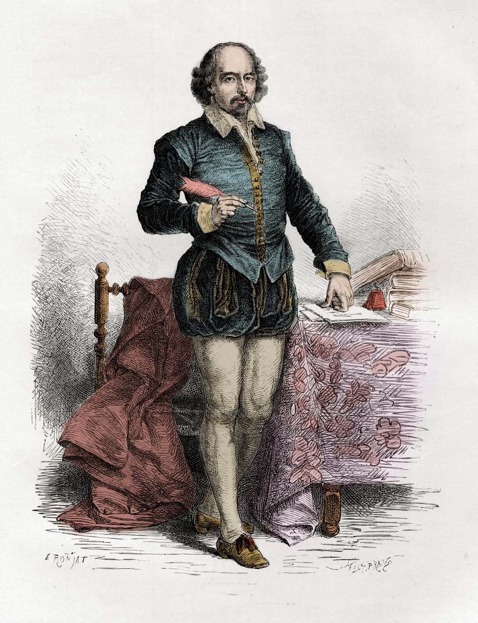 英国作家威廉-莎士比亚（1564-1616）的肖像--Francois Guizot于1877年创作的《L