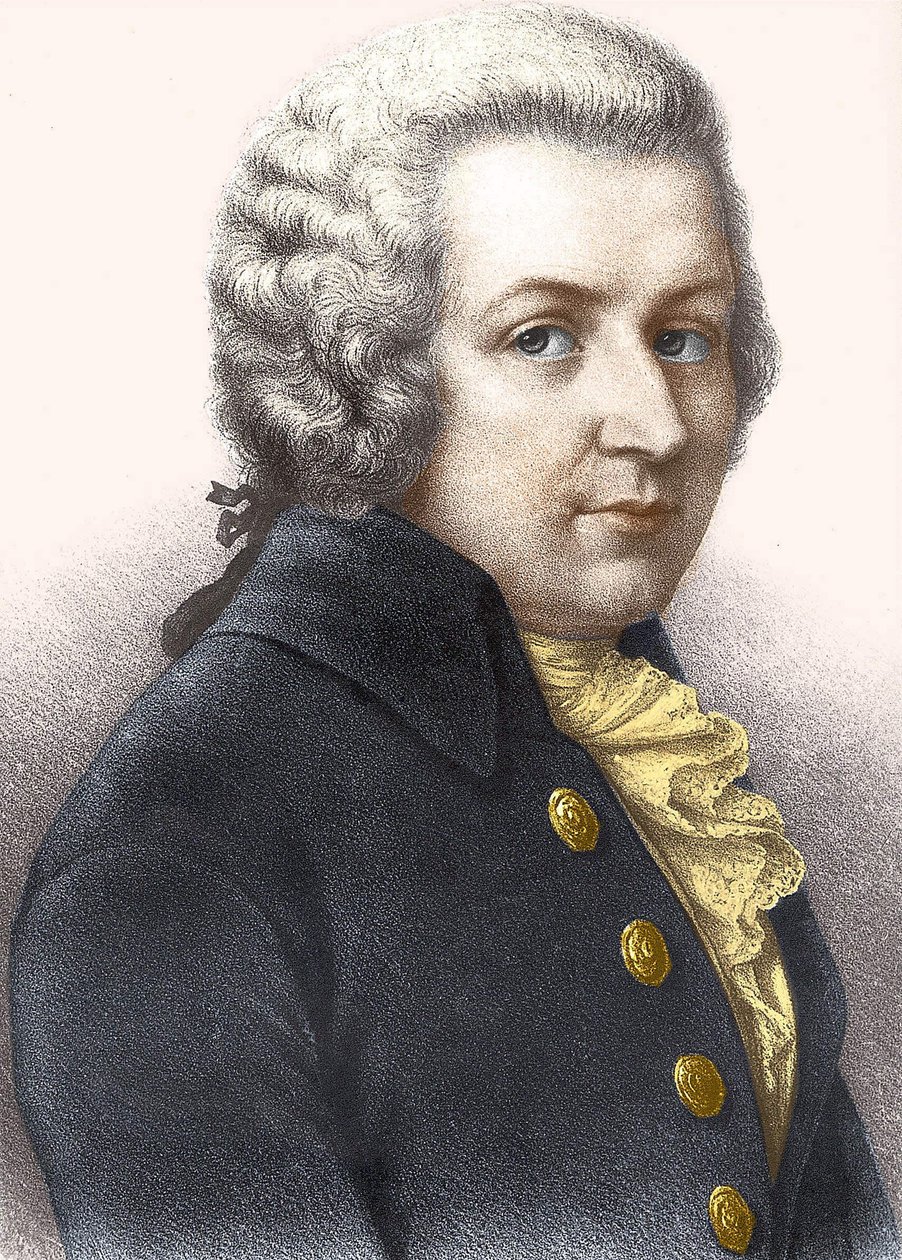 沃尔夫冈-阿玛迪斯-莫扎特（1756-1791）的画像。 作者 未知艺术家
