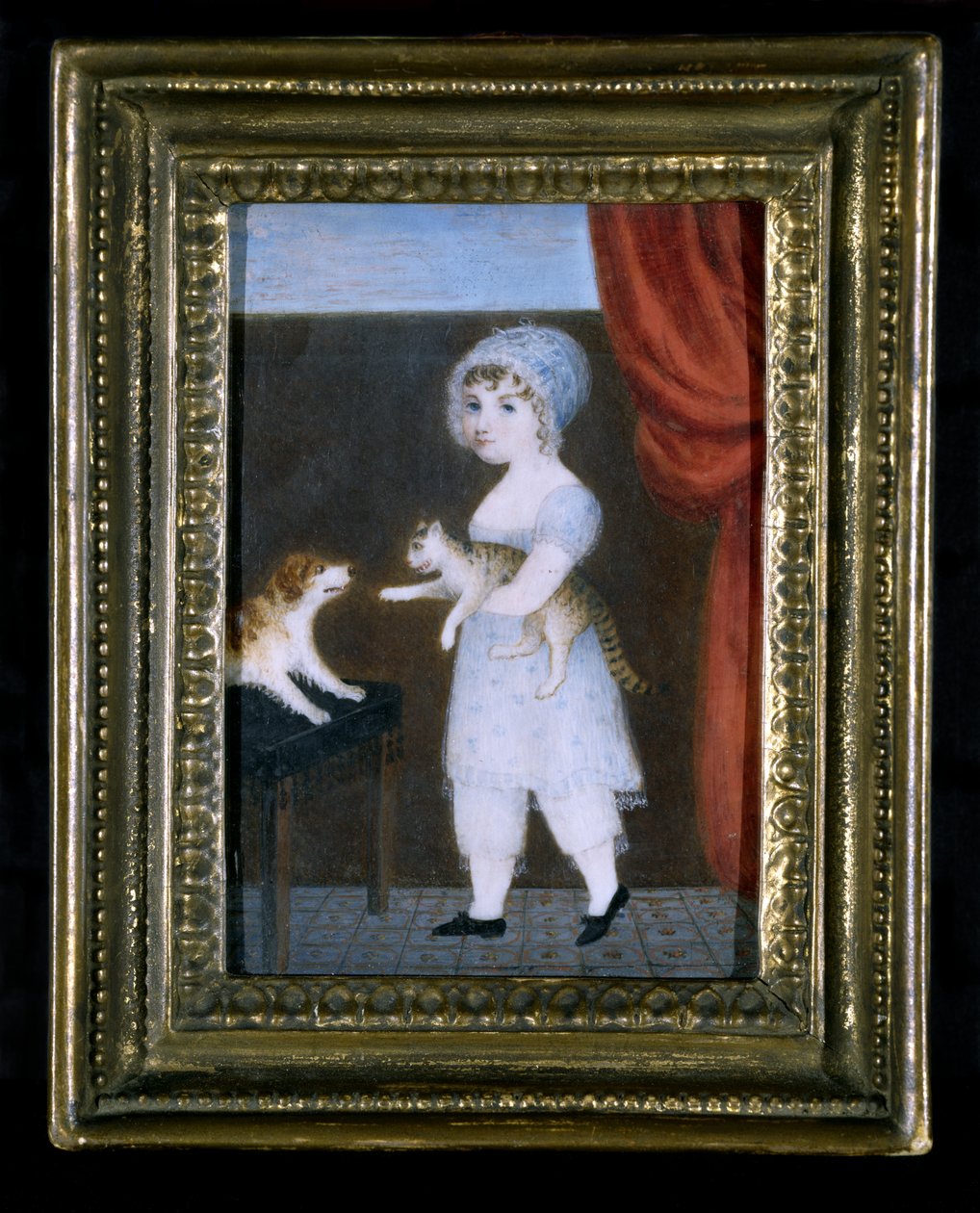 一个女孩的肖像，约1820年（象牙上的水彩画） 作者 未知艺术家