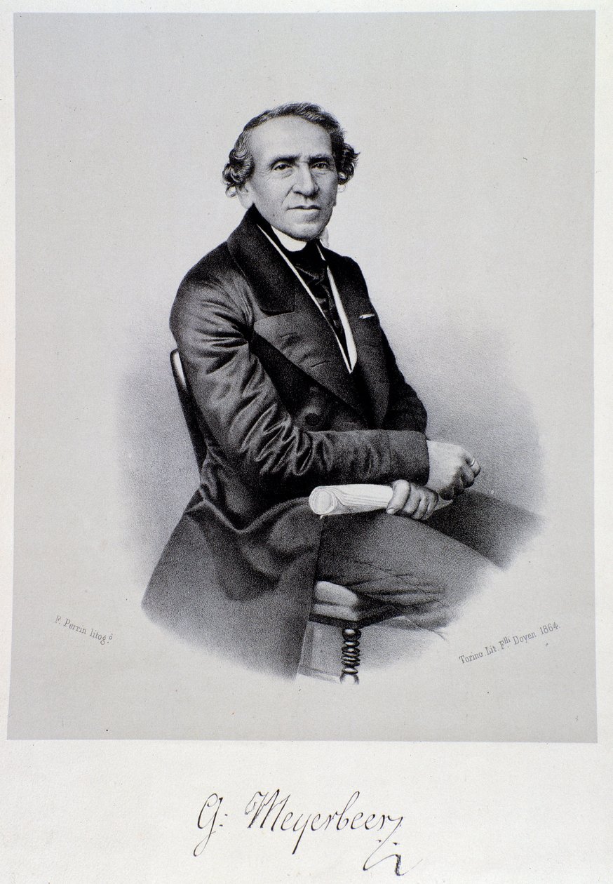 德国歌剧作曲家贾科莫·迈耶比尔 (1791-1864) 雕刻的肖像。 19 世纪。 博洛尼亚，市民音乐博物馆 作者 未知艺术家