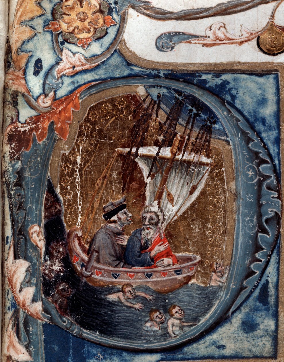Portrait of italian poet Dante Alighieri on Charon