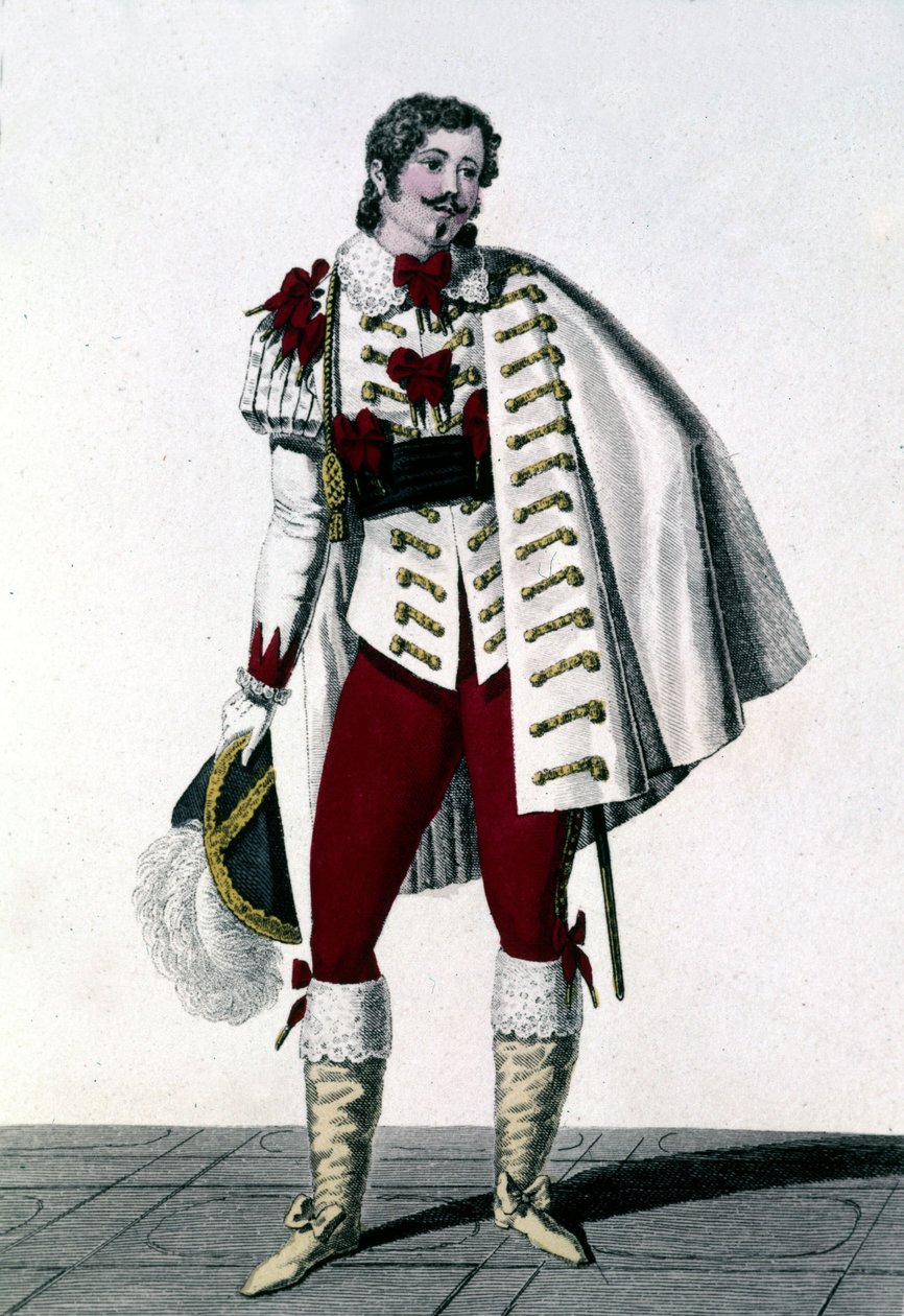 男高音歌唱家路易-安托万-庞沙尔（1787 - 1866）在奥贝尔的 "雪 "或 "新埃维纳德 "中扮演李斯伯格伯爵的肖像。 作者 未知艺术家