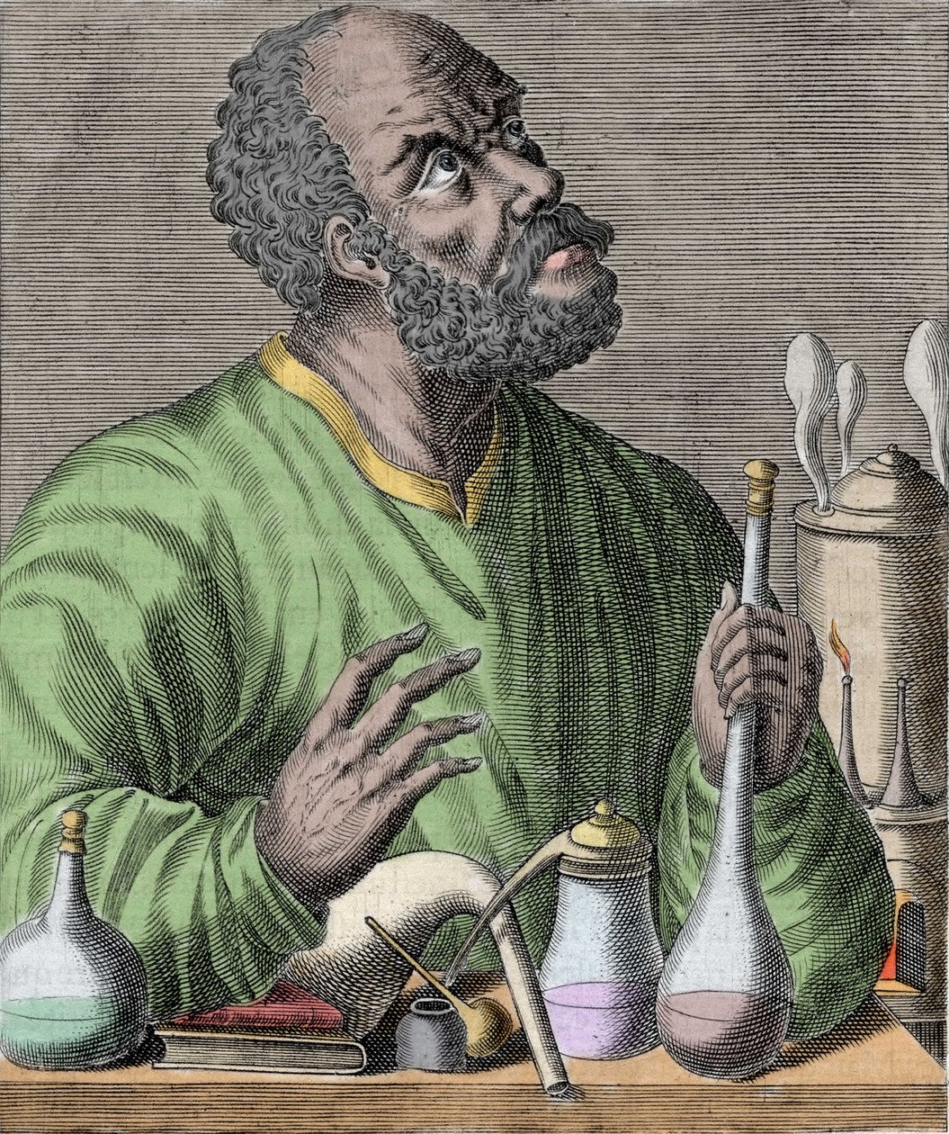 阿拉伯化学家盖伯 (Jabir ibn Hayyan) 的肖像 Jabir ibn Hayyan (721-776)。 作者 未知艺术家
