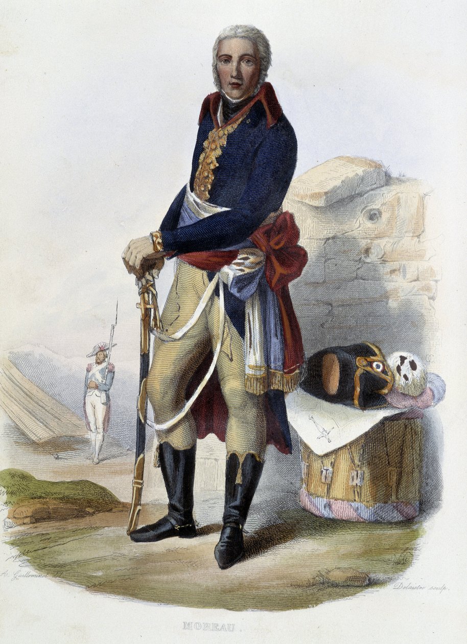 法国将军让·维克多 (Jean-Victor) Moreau (1763-1813) 的肖像 - 在“Le Plutarque francais”中，Ed. Mennechet，巴黎 作者 未知艺术家