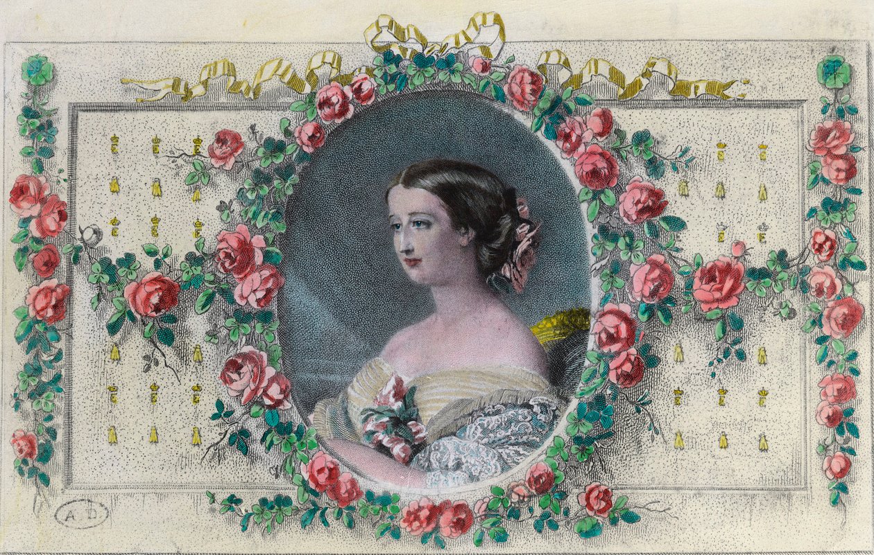 Portrait of the French Impress Eugenie de Montijo (1826 - 1920). Engraving of the 19th century. Private collection. 作者 未知艺术家