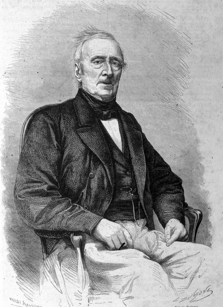 法国诗人阿尔方斯·德·拉马丁 (1790 - 1869) 的肖像。 作者 未知艺术家