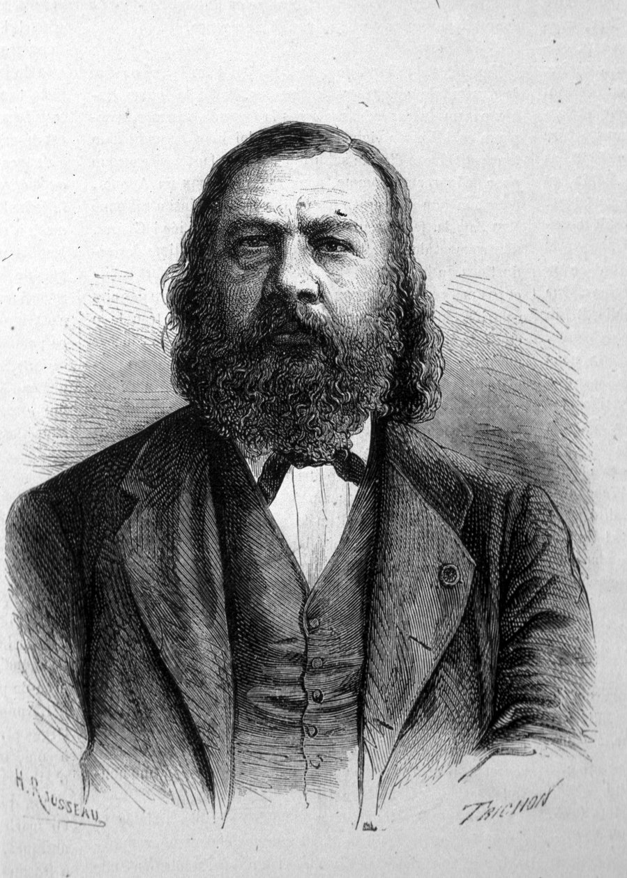 法国作家 Theophile Gautier (1811 - 1872) 的肖像。 作者 未知艺术家