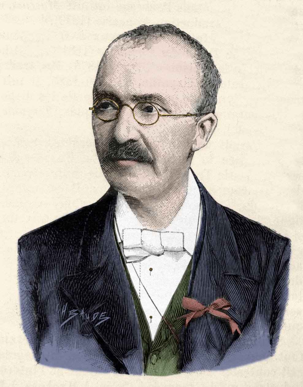 德国考古学家 Heinrich (Henri) Schliemann (1822-1890) 的肖像。 作者 未知艺术家