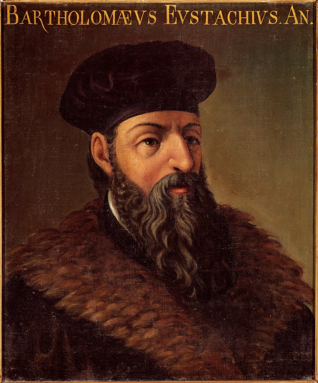 意大利解剖学家和医生 Bartolomeo Eustache (Barthelemy Eustache) (1505-1574) 的肖像画。 16 世纪帕多瓦，意大利大学 - 意大利解剖学家和医生 Bartolomeo Eustachi（1505-1574 年）的肖像。 匿名绘画 作者 未知艺术家