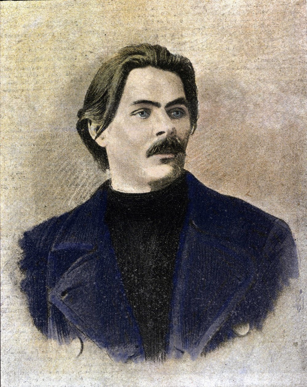 俄罗斯作家马克西姆·高尔基 (Gorkij) (1868 - 1936) 的肖像。 作者 未知艺术家