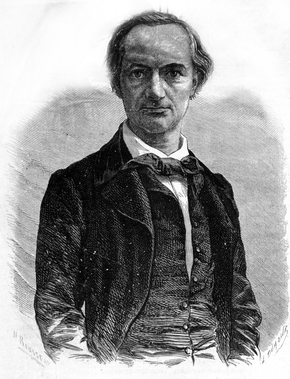 诗人查尔斯波德莱尔 (1821-1867) 的肖像 19 世纪的雕刻 作者 未知艺术家