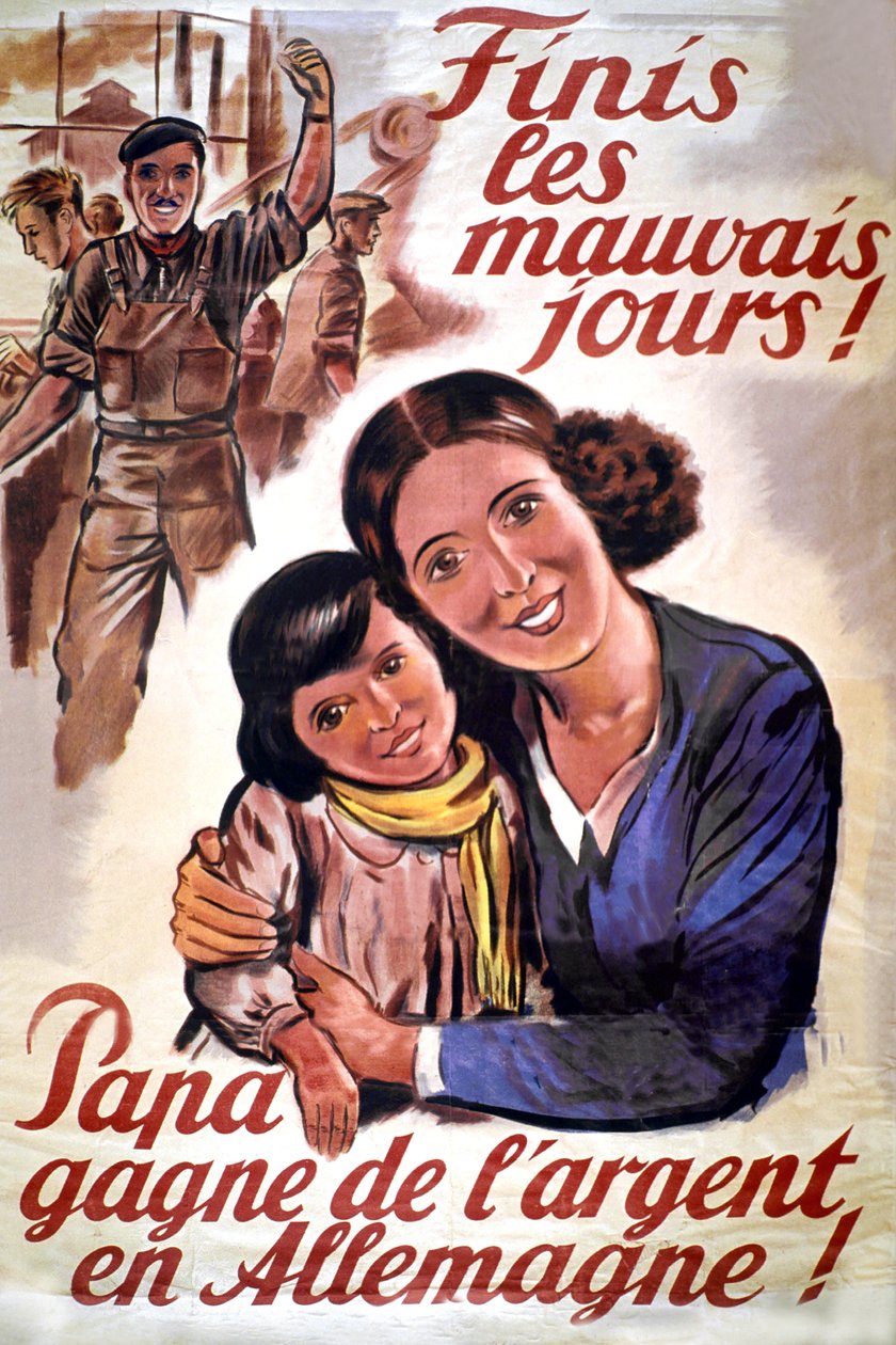 德国占领法国期间的 STO（强制劳动组织）海报，约 1943 年（印刷品） 作者 未知艺术家