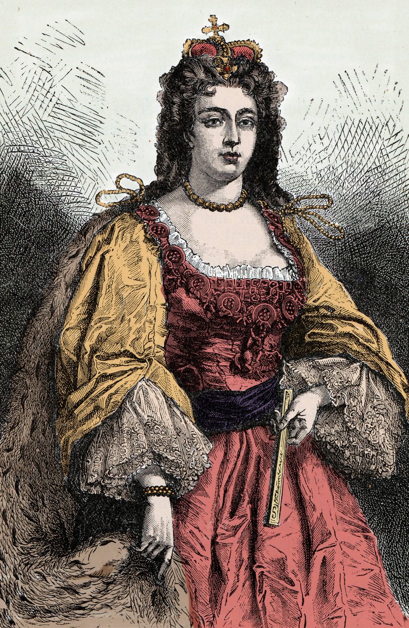 安妮女王 - 英格兰、爱尔兰和苏格兰女王安妮·斯图尔特 (1665-1714) 的肖像 - 作者 未知艺术家