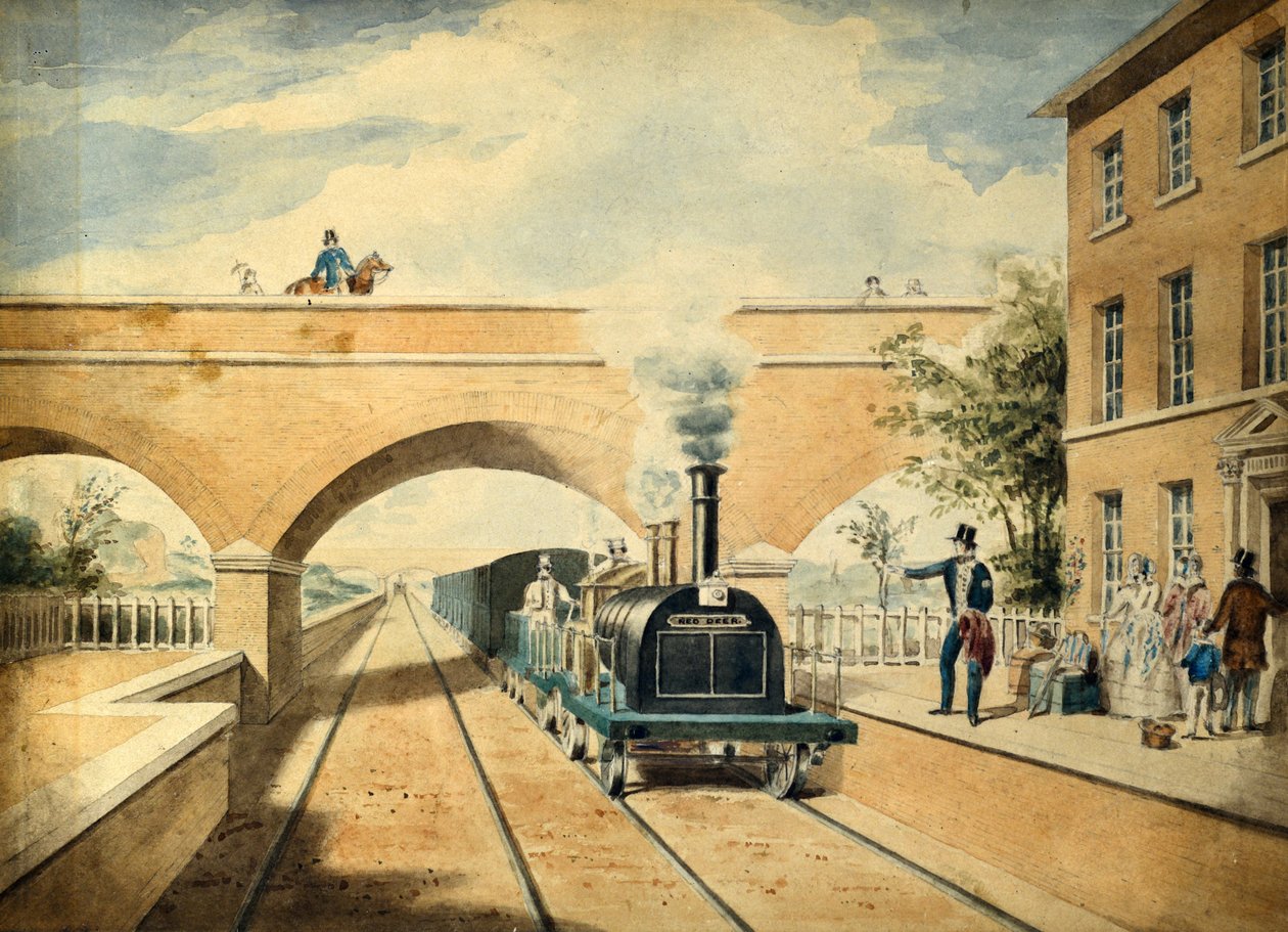 红鹿市，c.1850（纸上水彩） 作者 未知艺术家