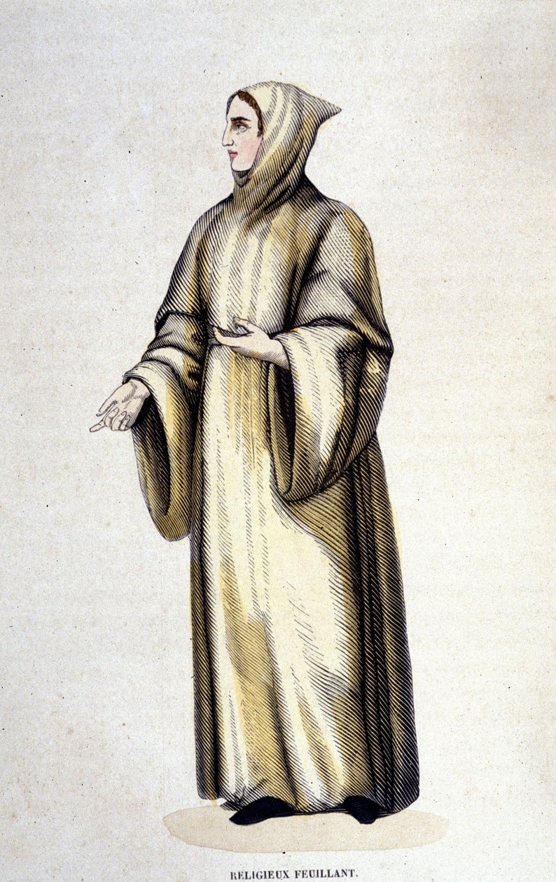 Religious Feuillant, Order of Citeaux，由 Jean de La Barrière 改革。 19 世纪的雕刻。 作者 未知艺术家