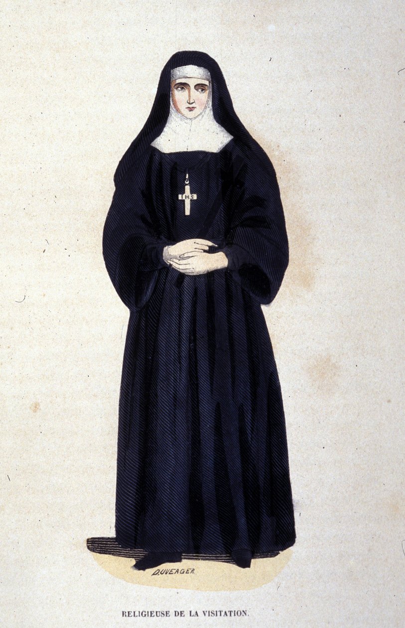 Religious of the Visitation，由 Saint François de Sales 和 Saint Jeanne de Chantal 于 1610 年创立。19 世纪雕刻。 作者 未知艺术家