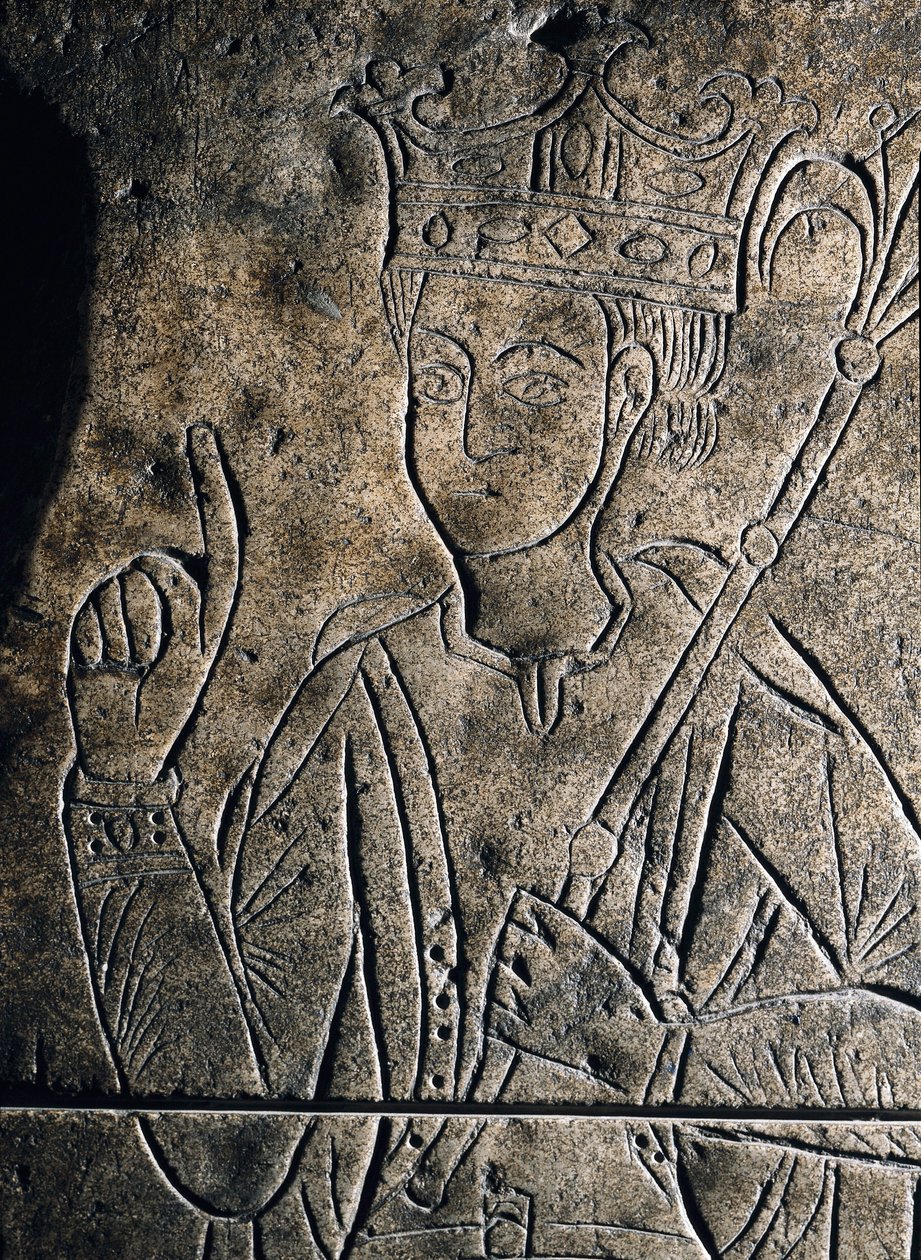 Representation of Sanchez II Garcia (1010-1029), Count of Castile. Low relief sculpts on the tomb of the Monastery of San Salvador, in Ona (Spain). 作者 未知艺术家