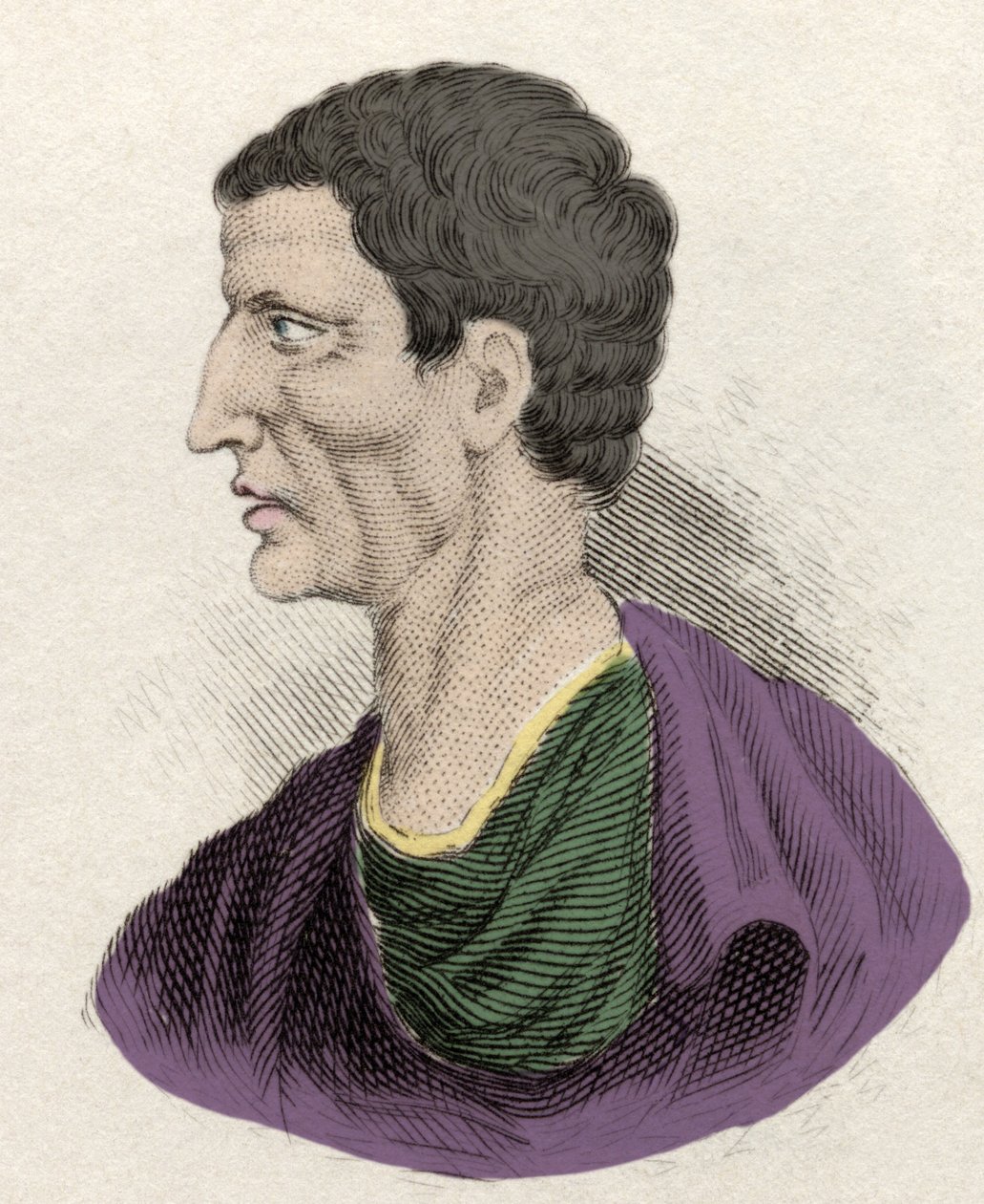代表罗马政治家 Lucius Cornelius Sulla（新罗或西拉）（公元前 138-68 年）。 19 世纪的雕刻。 作者 未知艺术家
