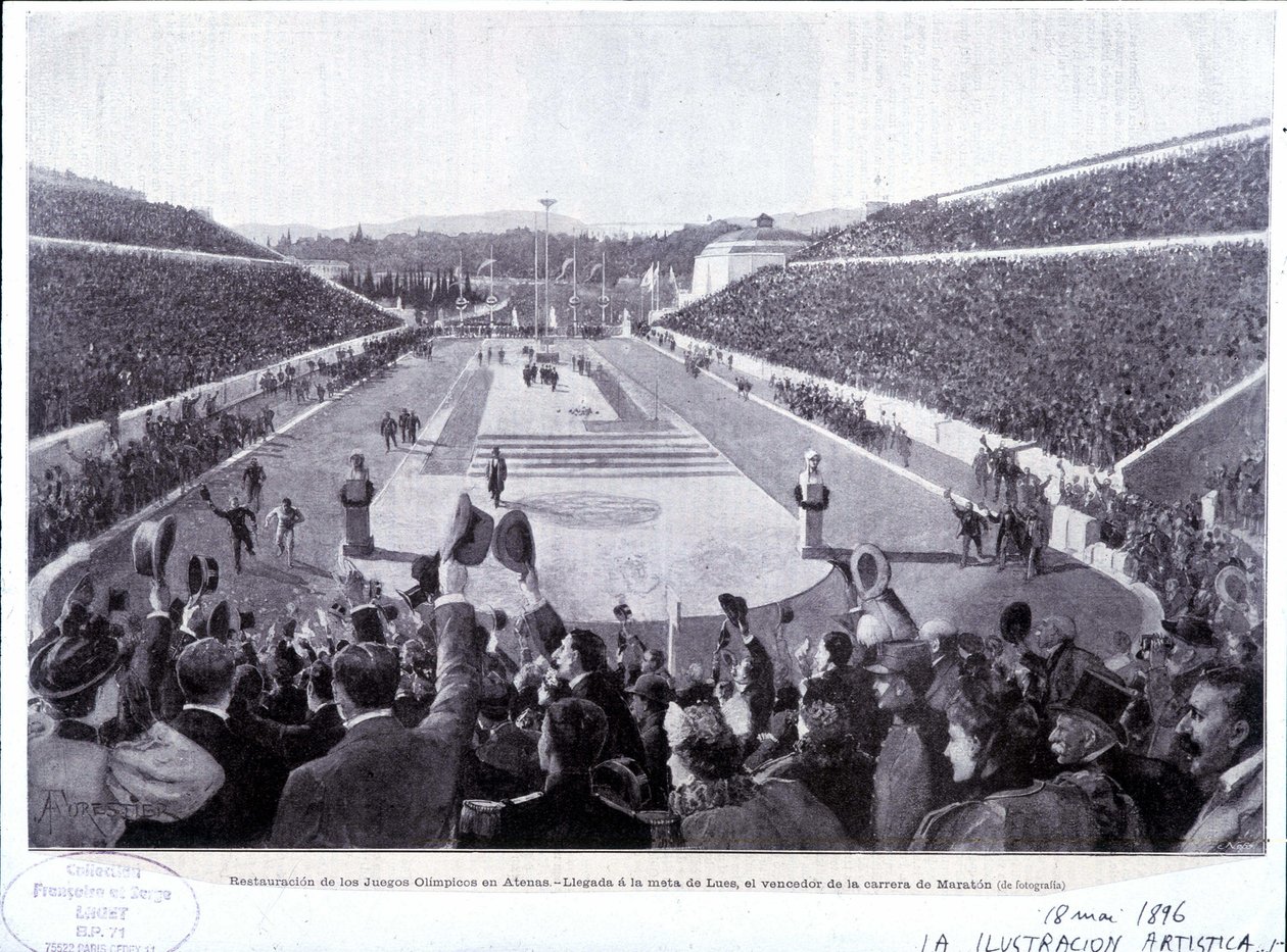 Restoration of the Olympic Games in Athens: arrival of Lues, marathon winner 作者 未知艺术家