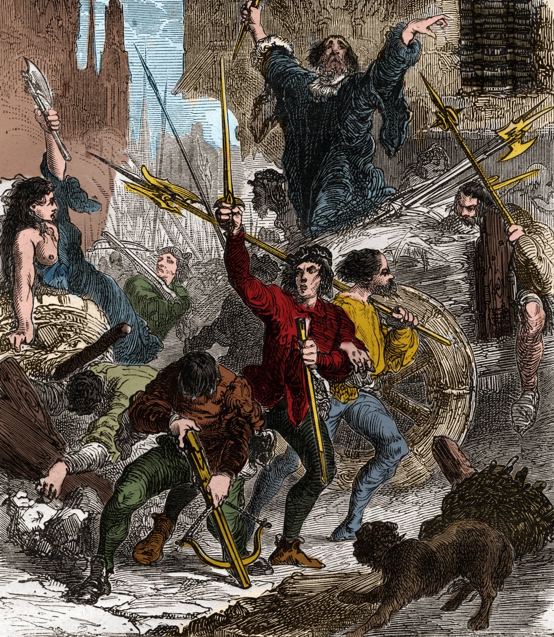 Maillotins抗税起义：1382年瓦卢斯国王查理六世在位时发生的民众起义。 作者 未知艺术家