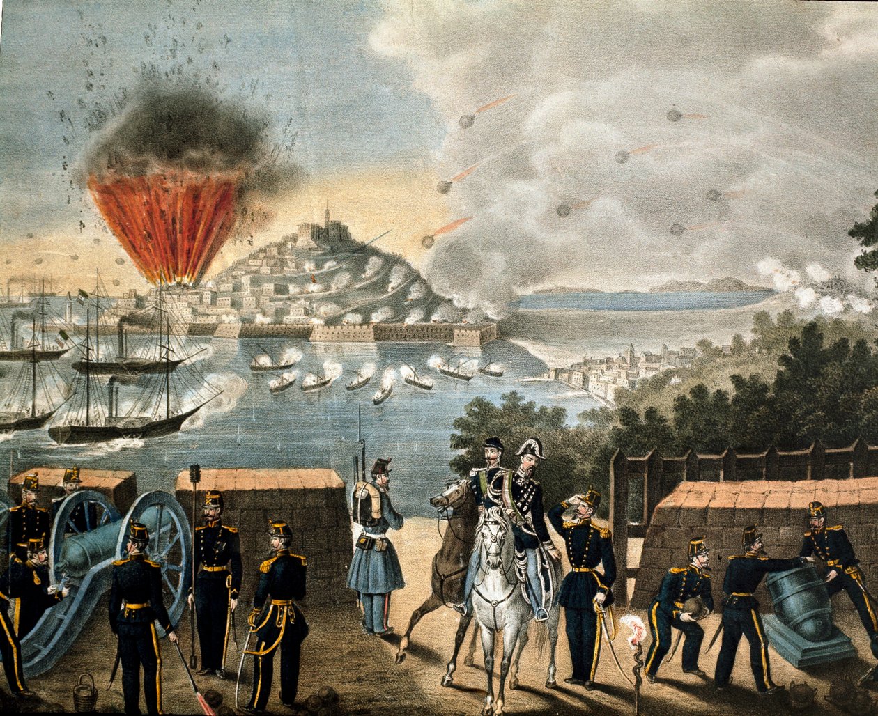 Risorgimento - 朱塞佩·加里波第（1807-1887）的千人或红衫军远征 - 意大利盖特围城 作者 未知艺术家