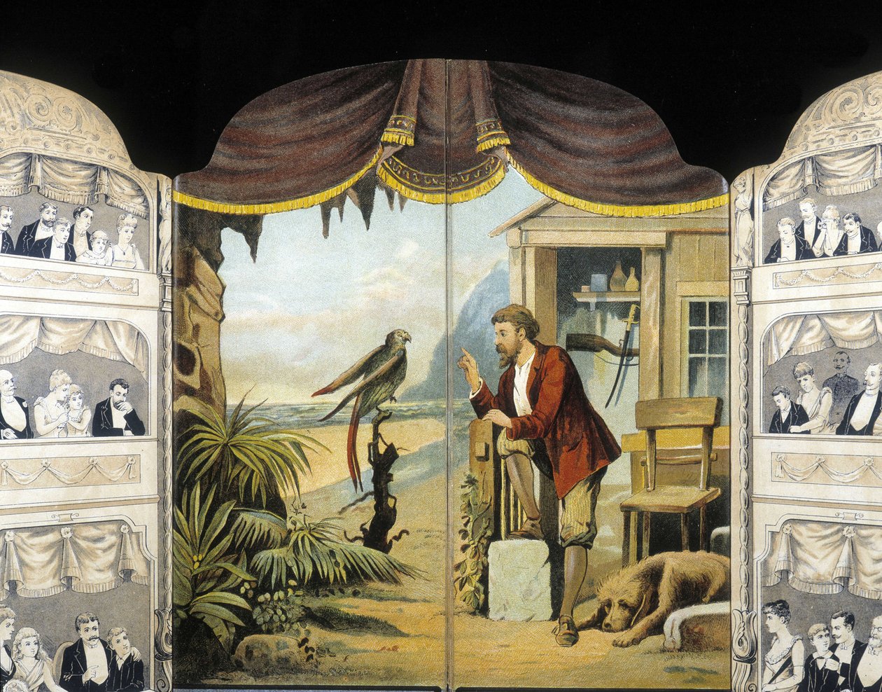 鲁滨逊漂流记和他的鹦鹉，约1890年。丹尼尔-德-福（Daniel de Foe）（1660 - 1731）的罗马作品 作者 未知艺术家