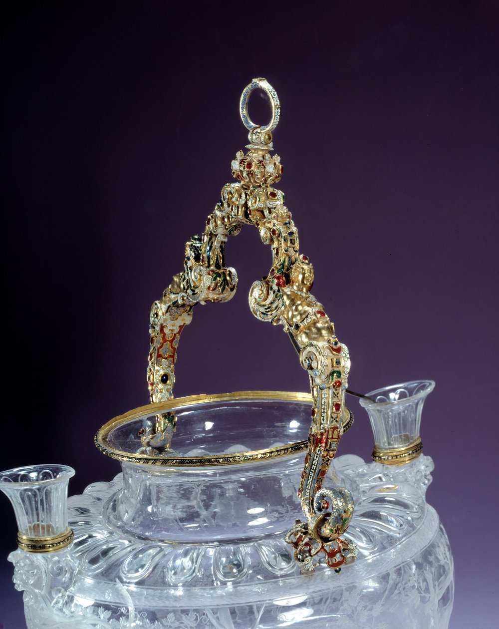 代表 Noe 醉酒的水晶花瓶把手。 1550 巴黎附近。 卢浮宫 作者 未知艺术家
