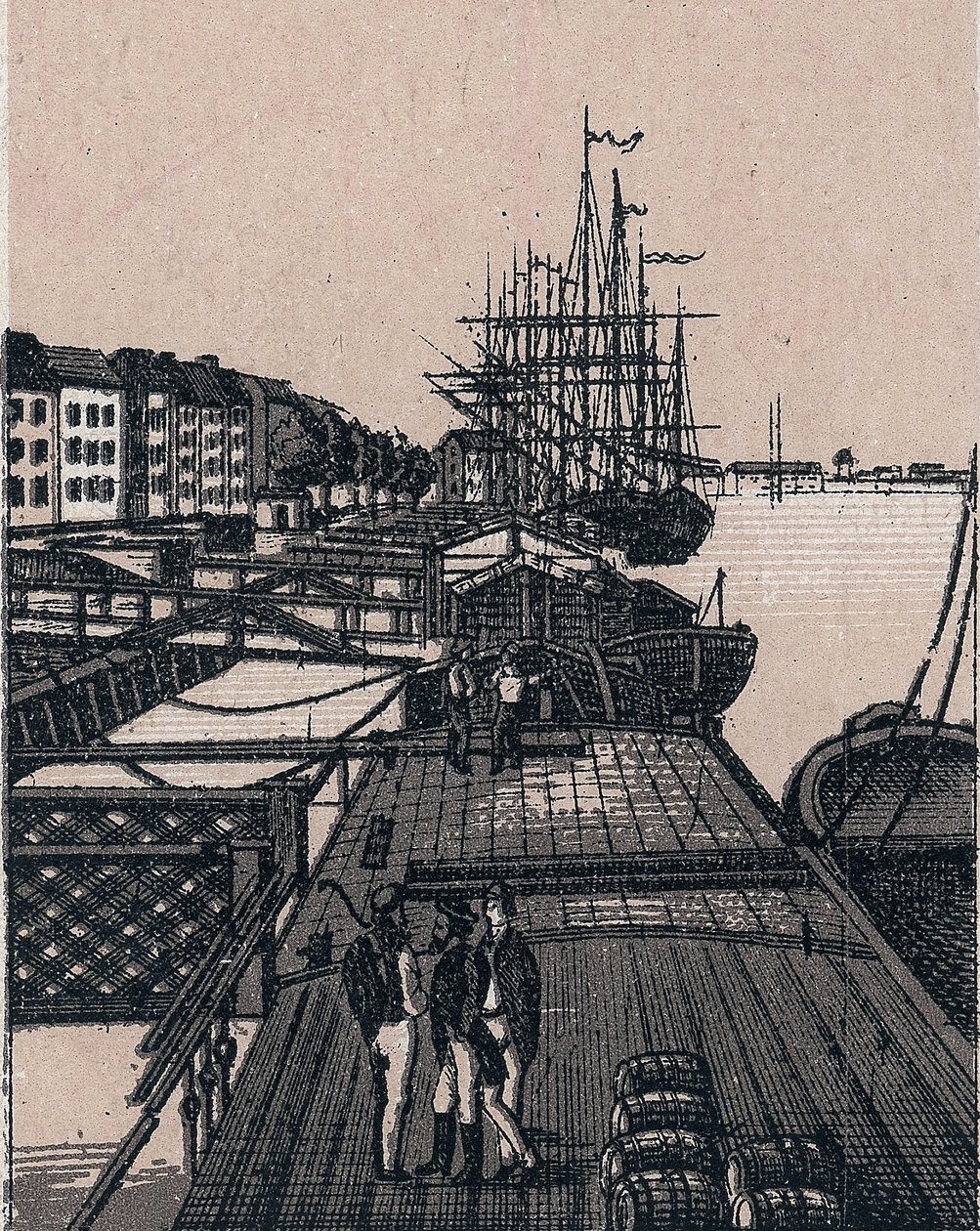 荷兰鹿特丹：Bollwerk港的景色。载于《世界图解168景》无日期（19世纪末）。 作者 未知艺术家