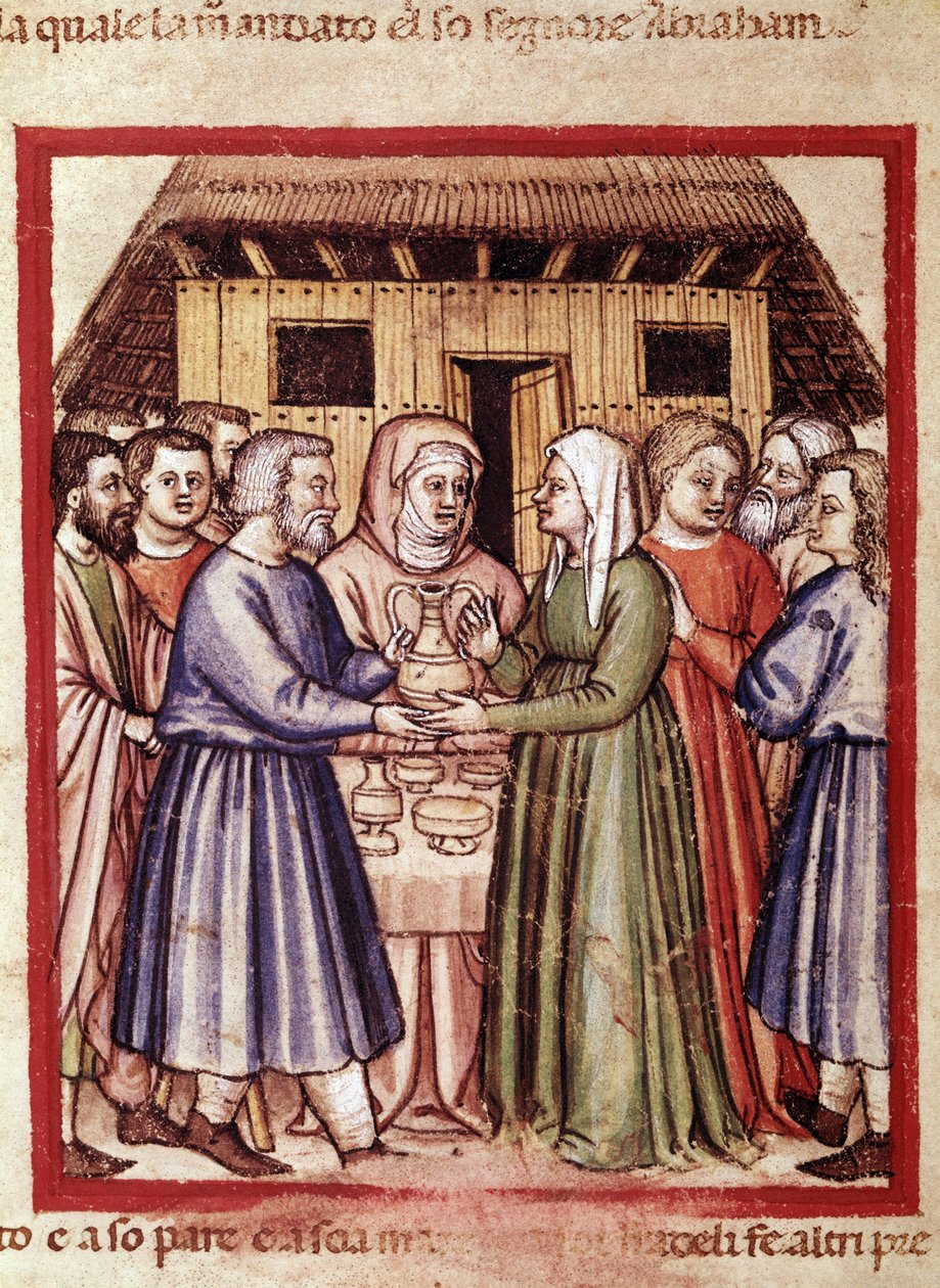 露丝的婚礼。 手抄本 212（或帕多瓦手抄本或帕多瓦圣经）1390-1400 年 Rovigo，Accademia dei Concordi 的缩影 作者 未知艺术家