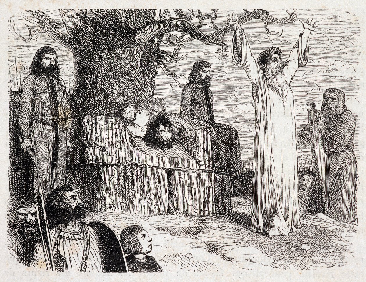 德鲁伊的人祭——在《古代与现代布列塔尼》中，皮特雷-骑士（Pitre Chevalier），W. Coquebert编辑 作者 未知艺术家
