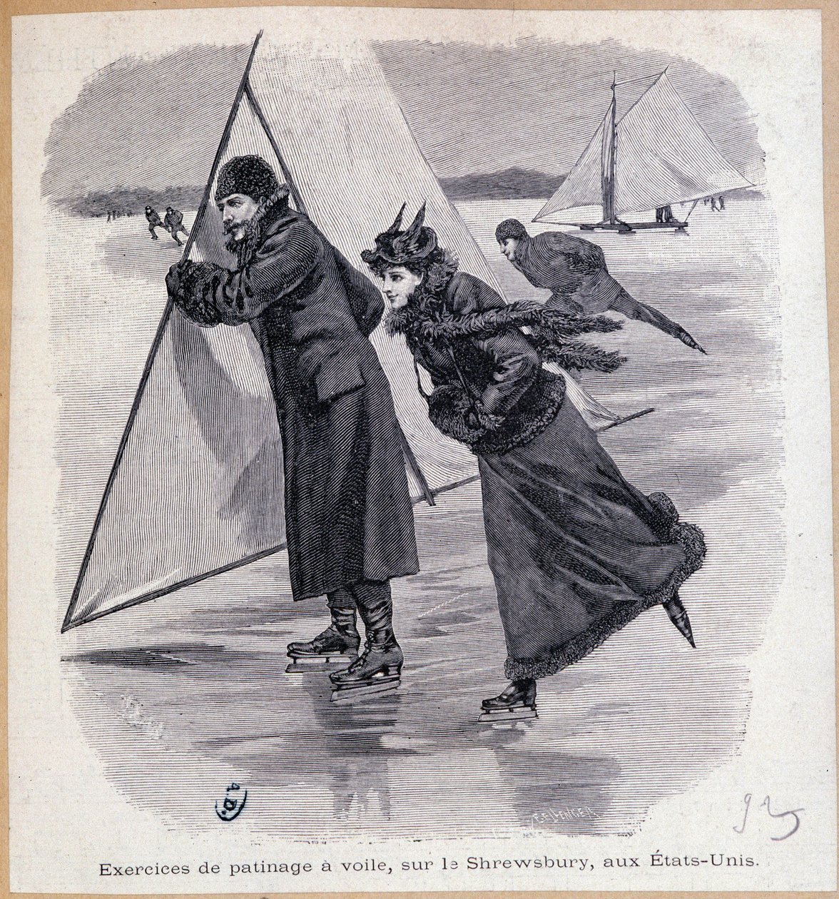 帆船运动，在美国什鲁斯伯里，大约 1890 年 - 雕刻，19 世纪后期 作者 未知艺术家
