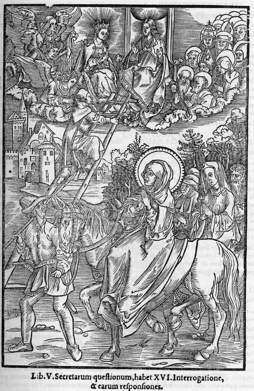 圣布里吉特-德-苏德（Santa Brigitta di Svezia）（Brigida，Bridget，Brigite）（1303-1373）。寡妇，圣救主会的创始人。雕刻在 "Memoriale effigiatum librorum prophetiarum seu visionum "1556。 作者 未知艺术家