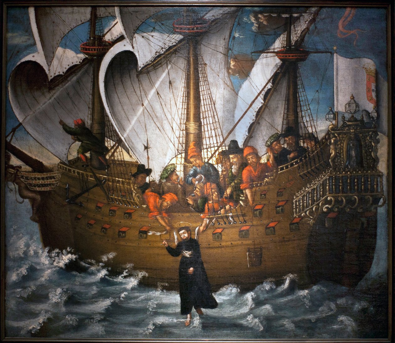 圣弗朗索瓦-泽维尔（1506-1552），1549年左右在日本完成的奇迹--匿名画，布面油画，17世纪中叶（17世纪中叶的匿名画，展示了一个应该由圣弗朗索瓦-泽维尔完成的奇迹 作者 未知艺术家