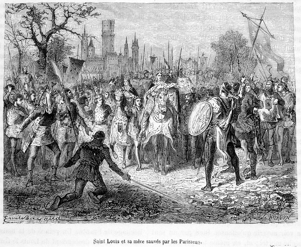 巴黎人拯救了圣路易斯和他的母亲 - 在 H. Martin 的“Histoire de France populaire”中 作者 未知艺术家