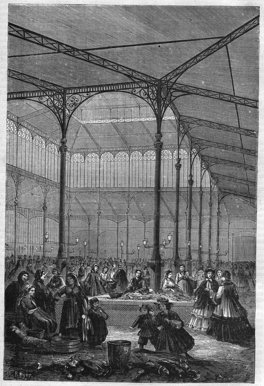 1866年在巴黎大厅的拍卖会上出售的鱼（Pavillon Baltard）。 作者 未知艺术家