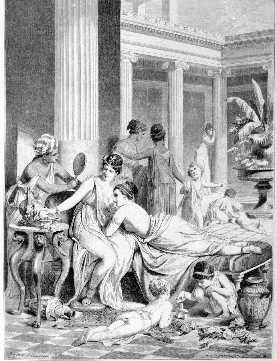 萨福（Sappho）和他的同伴。 作者 未知艺术家