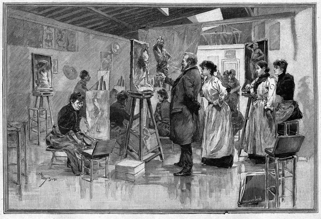 1892年在巴黎的雕塑工作室。 作者 未知艺术家
