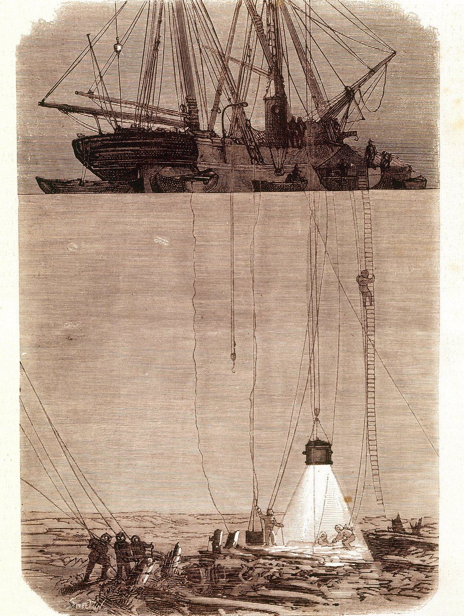 寻找 1702 年在维哥湾海难的西班牙大帆船。页面取自 1871 年“Emporio Picturesco” 作者 未知艺术家