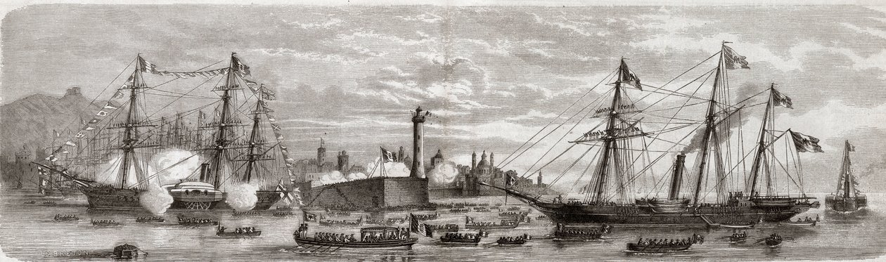 第二次意大利独立战争，1859年的意大利战役。拿破仑三世（1808-1873）在热那亚港 1859年5月12日 - 法国人抵达热那亚，5月12日 作者 未知艺术家