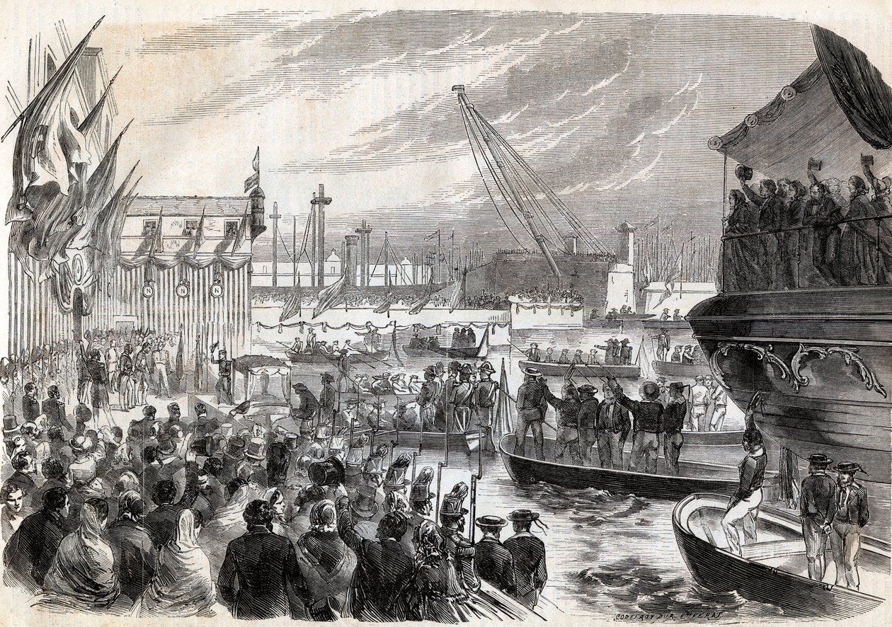 第二次意大利独立战争，1859年的意大利战役。拿破仑三世（1808-1873）在热那亚港 1859年5月12日 - 法国人抵达热那亚，5月12日 作者 未知艺术家
