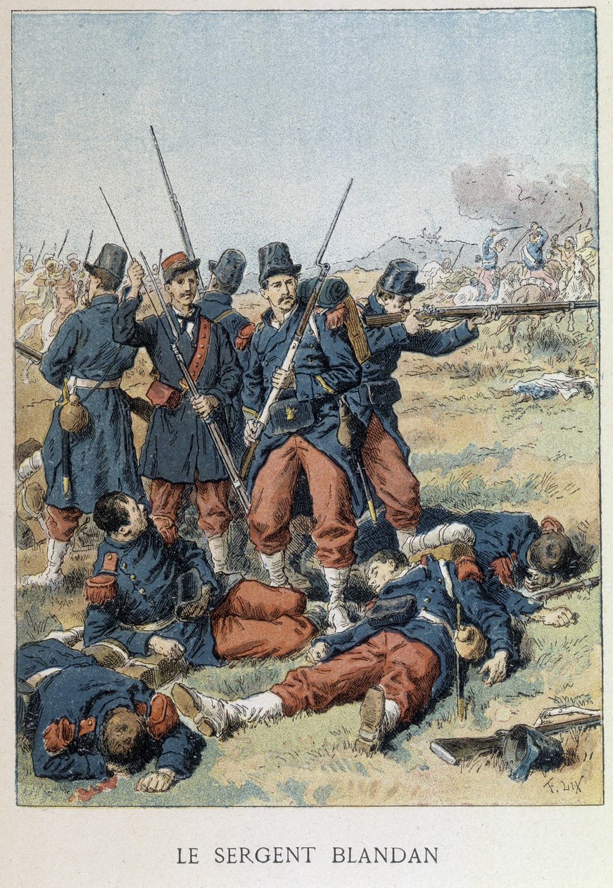 布兰登中士在1842年征服阿尔及利亚期间死亡--见 "法国历史"。 作者 未知艺术家