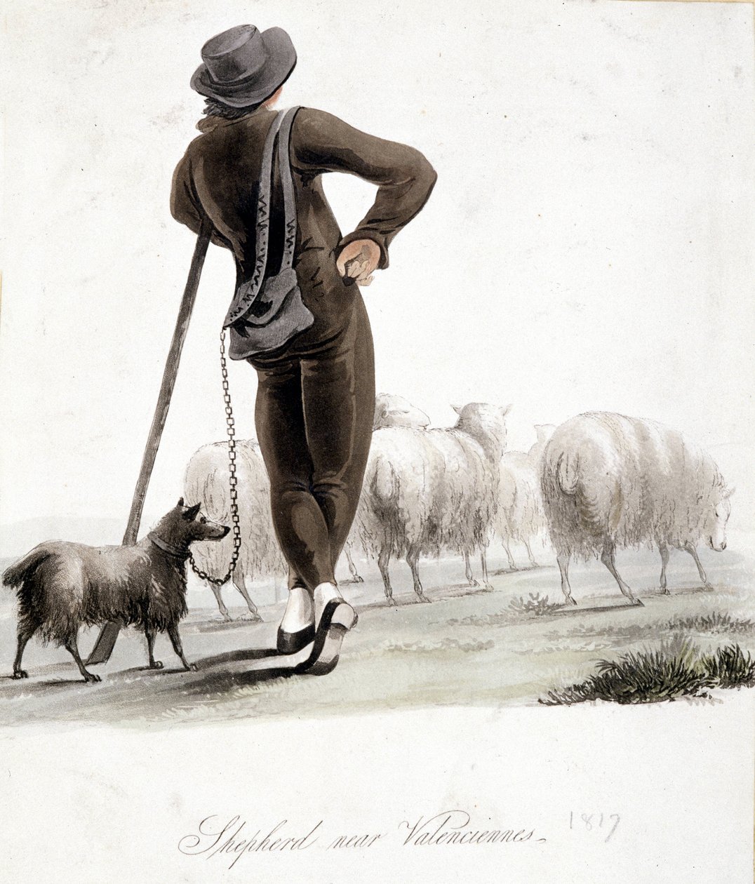 Shepherd near Valenciennes - watercolour 作者 未知艺术家